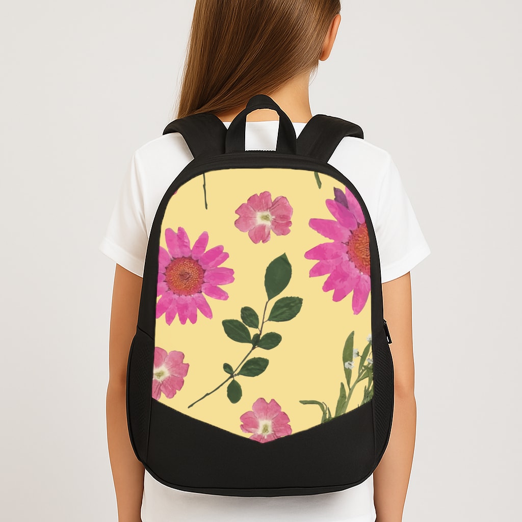 Pressed Plants Yellow Large School Bag