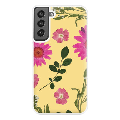 Pressed Plants Yellow Phone Case for Galaxy S21FE