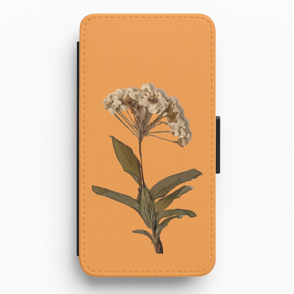 Bright Orange Pressed Flower Flip / Wallet Phone Case