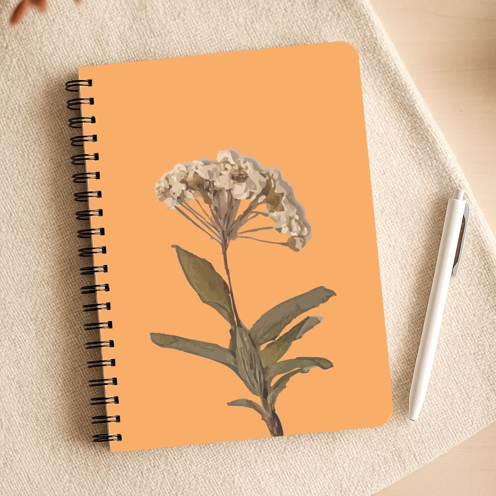 Bright Orange Pressed Flower Notepad