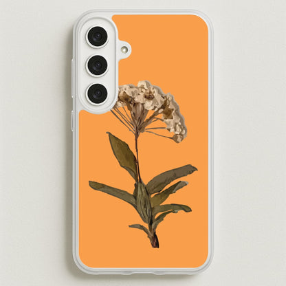 Bright Orange Pressed Flower Phone Case for Galaxy S25FE