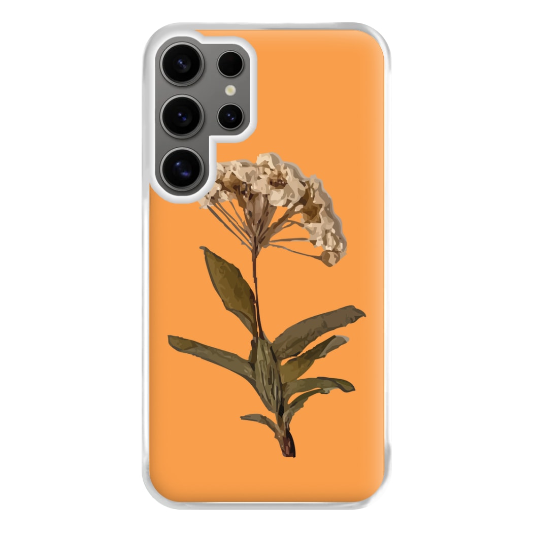 Bright Orange Pressed Flower Phone Case for Galaxy S24 Ultra