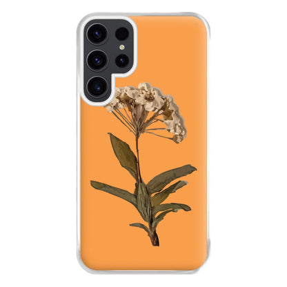 Bright Orange Pressed Flower Phone Case for Galaxy S23 Ultra