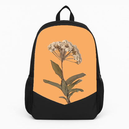Bright Orange Pressed Flower Backpack