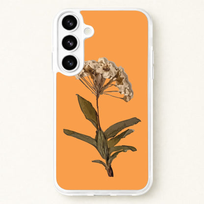 Bright Orange Pressed Flower Phone Case for Galaxy S26