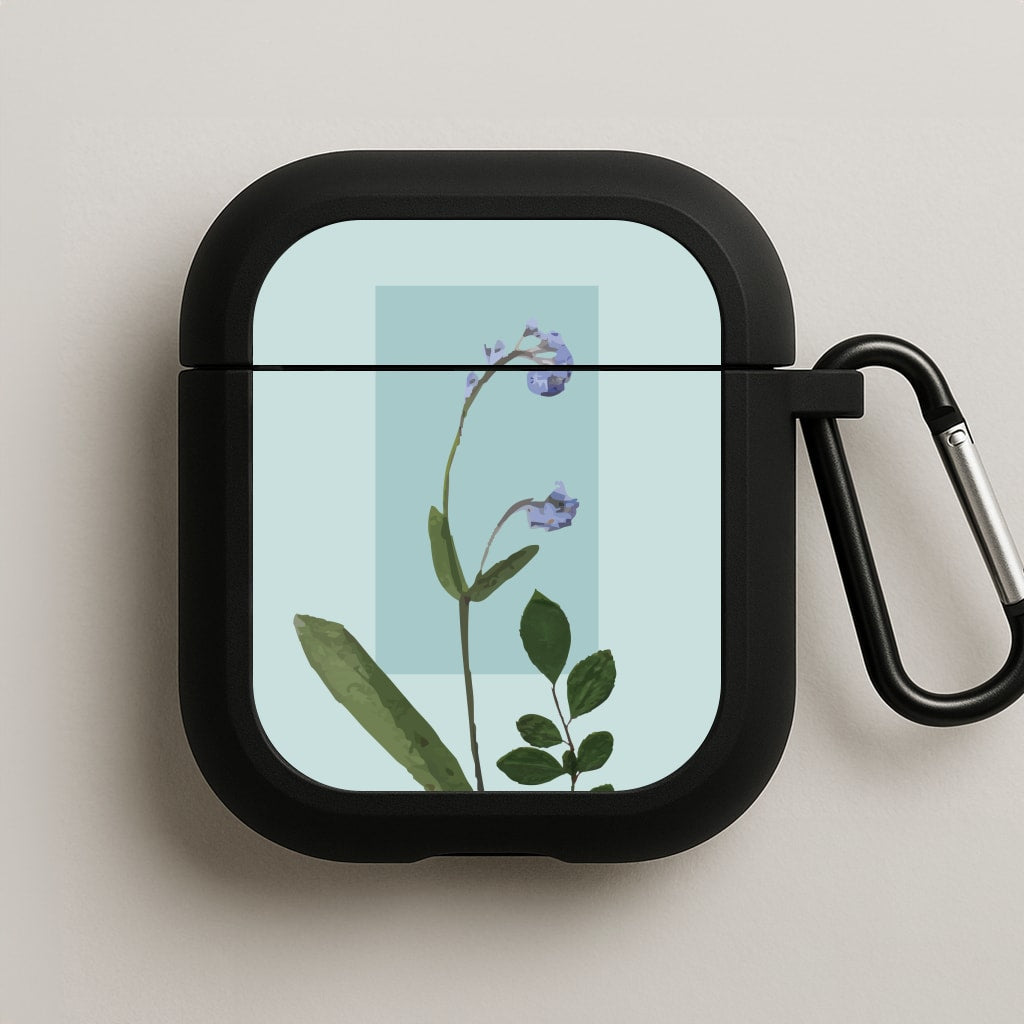 Abstract Blue Pressed Flower AirPods Case