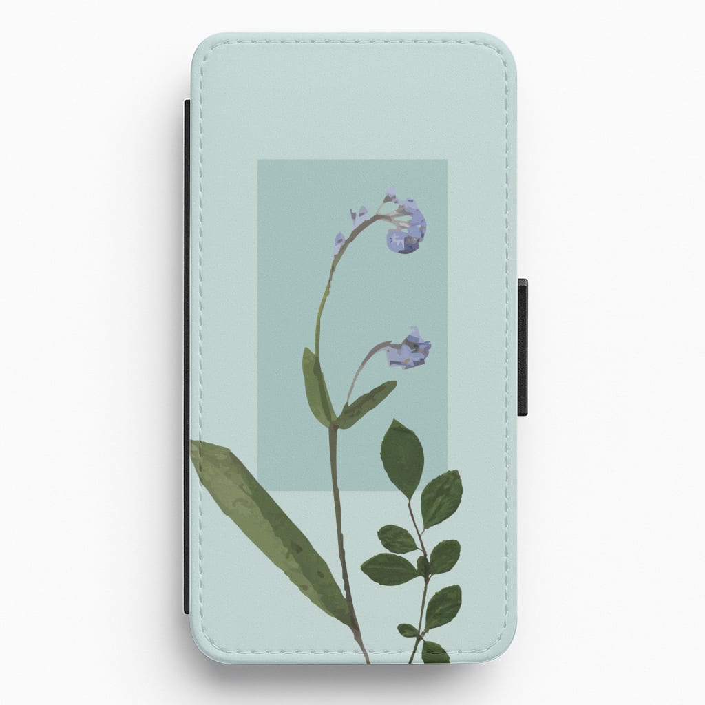 Abstract Blue Pressed Flower Flip / Wallet Phone Case