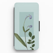 Abstract Blue Pressed Flower Flip / Wallet Phone Case 1