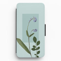 Abstract Blue Pressed Flower Flip / Wallet Phone Case
