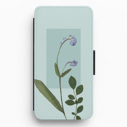 Abstract Blue Pressed Flower Flip / Wallet Phone Case