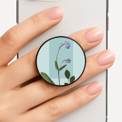 Abstract Blue Pressed Flower Phone Grip