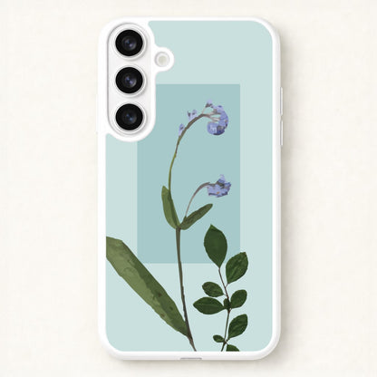 Abstract Blue Pressed Flower Phone Case for Galaxy S26