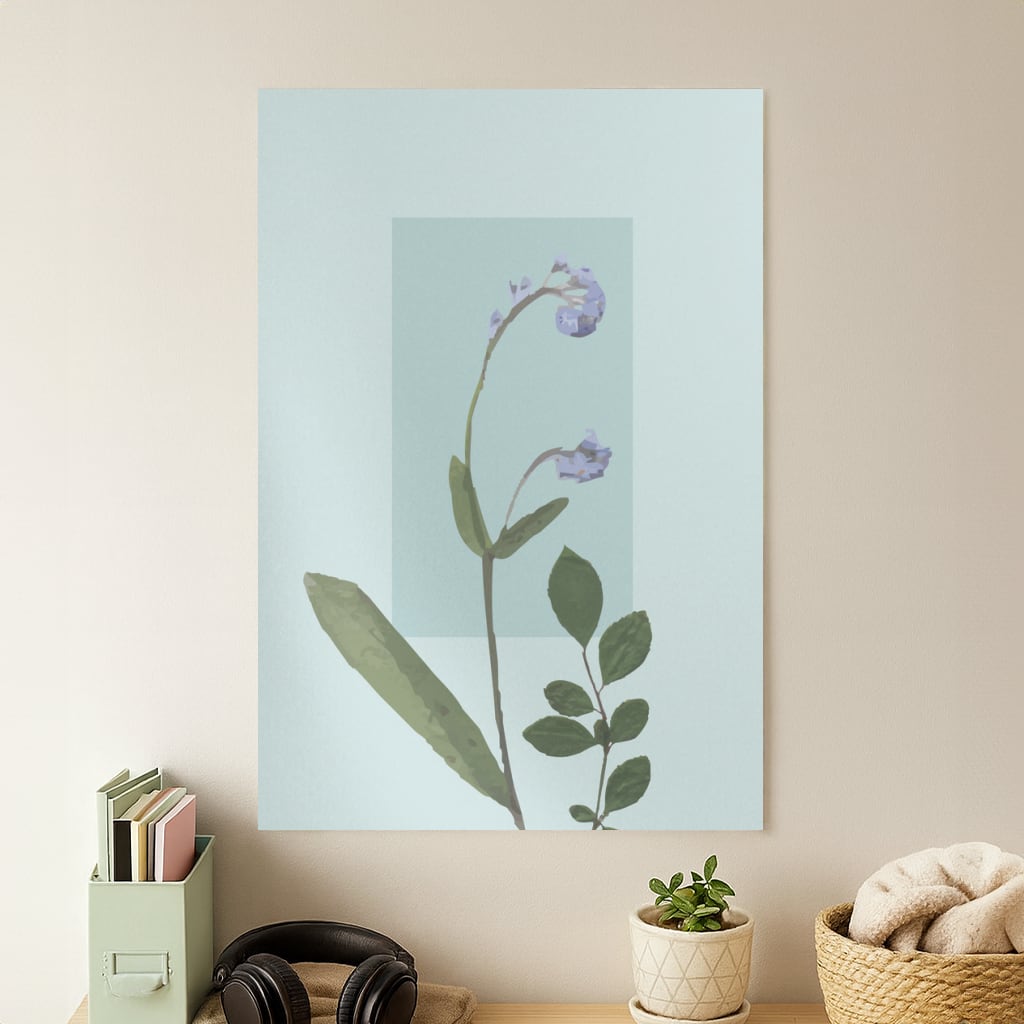 Abstract Blue Pressed Flower Poster