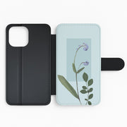 Abstract Blue Pressed Flower Flip / Wallet Phone Case 2