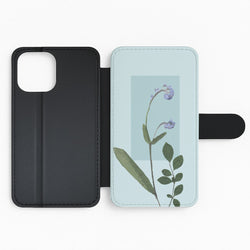 Abstract Blue Pressed Flower Flip Phone Case