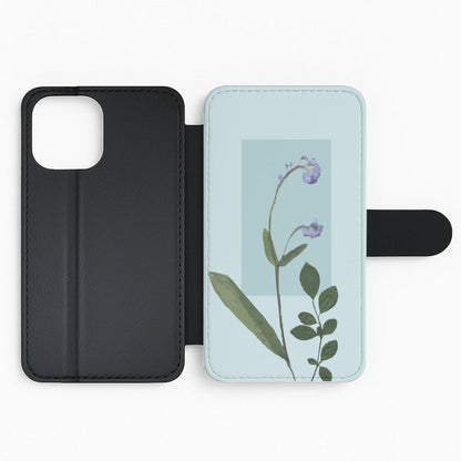 Abstract Blue Pressed Flower Flip Phone Case