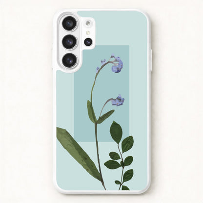Abstract Blue Pressed Flower Phone Case for Galaxy S26 Ultra