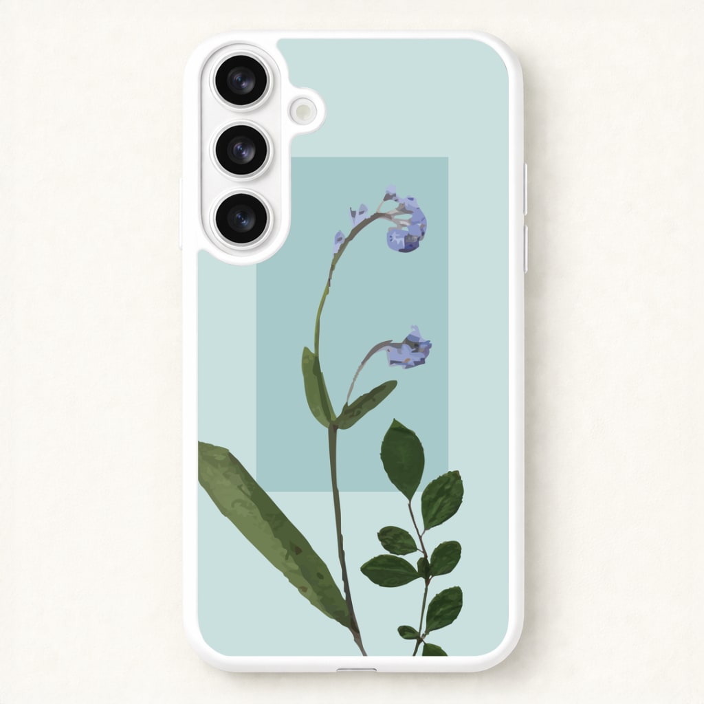 Abstract Blue Pressed Flower Phone Case for Galaxy S26 Plus