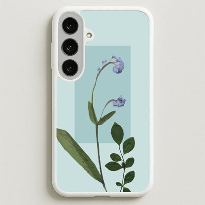 Abstract Blue Pressed Flower Phone Case for Galaxy S25FE