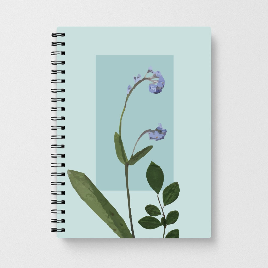 Abstract Blue Pressed Flower Notebook