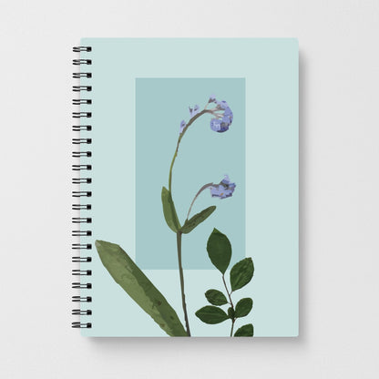 Abstract Blue Pressed Flower Notebook