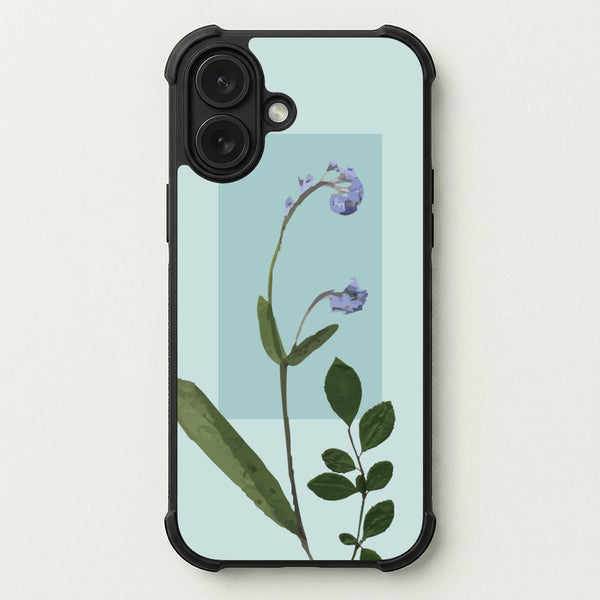 Abstract Blue Pressed Flower Phone Case — Bumper case