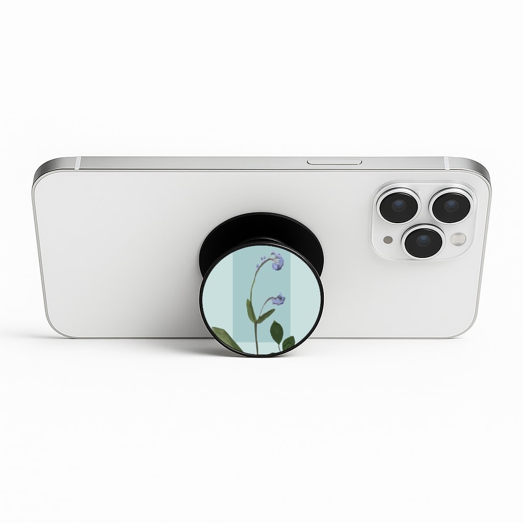 Abstract Blue Pressed Flower Phone Stand