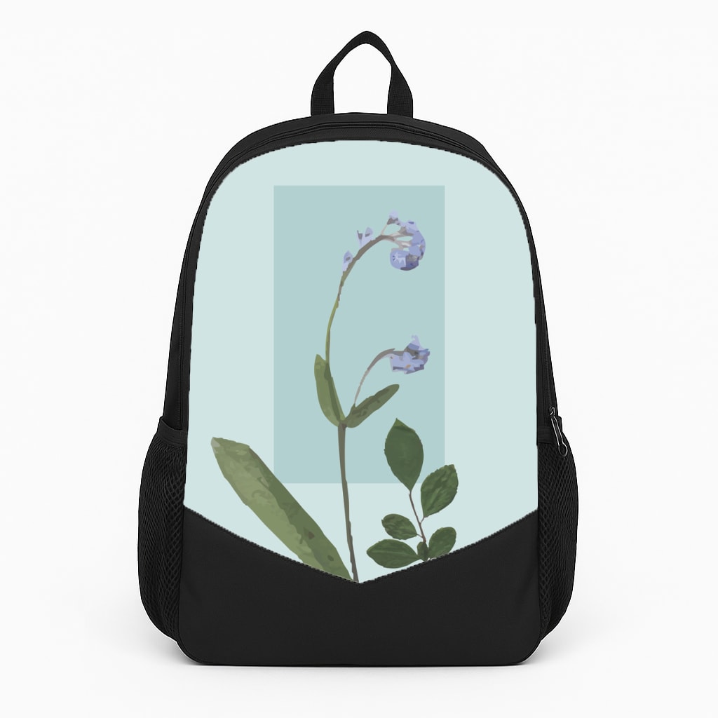 Abstract Blue Pressed Flower Backpack