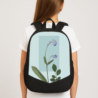Abstract Blue Pressed Flower School Bag