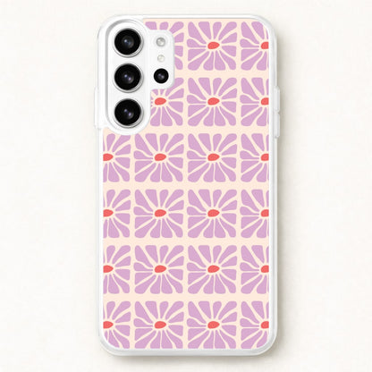 Square Abstract Flowers Mauve Phone Case for Galaxy S26 Ultra