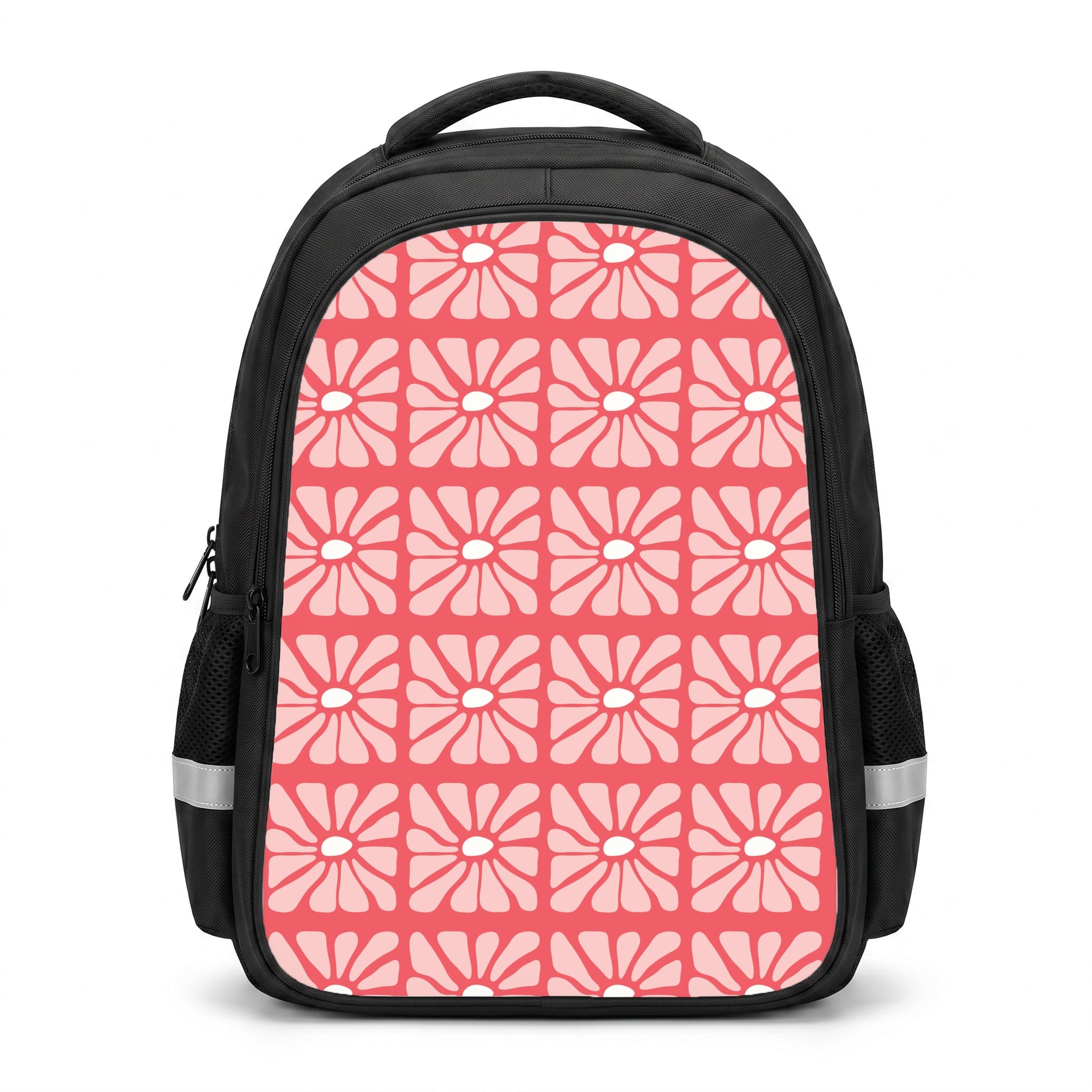 Square Abstract Flowers Pink Backpack