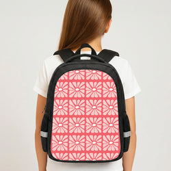 Square Abstract Flowers Pink Backpack