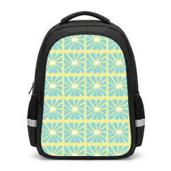 Square Abstract Flowers Blue Backpack