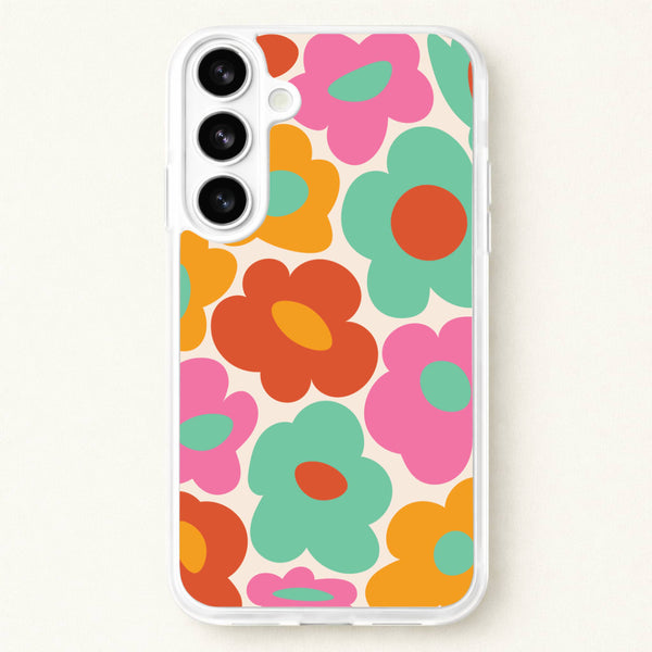 Abstract Trippy Retro Flowers Phone Case for Galaxy S26