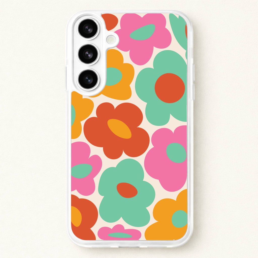 Abstract Trippy Retro Flowers Phone Case for Galaxy S26 Plus