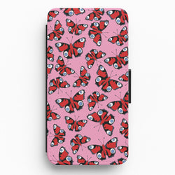 Red Butterfly - Butterfly Patterns Flip / Wallet Phone Case