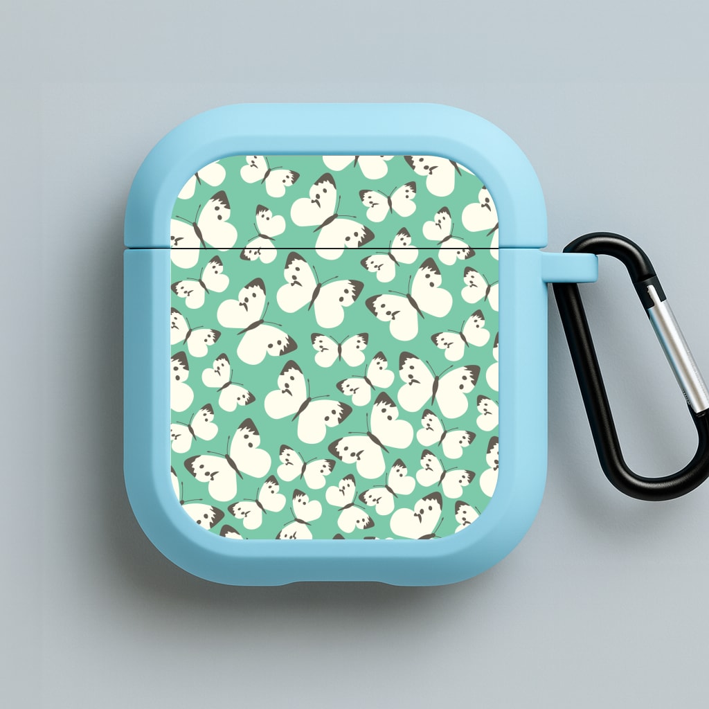 White Butterfly - Butterfly Patterns Blue AirPods Case
