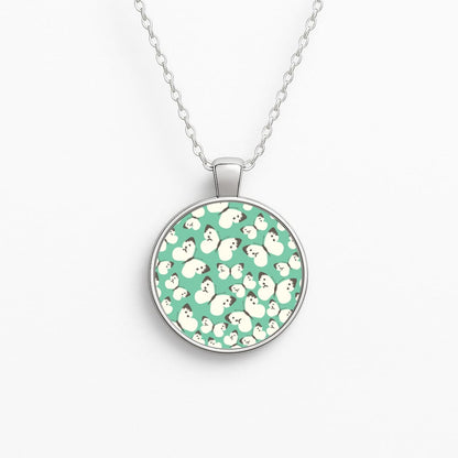 White Butterfly - Butterfly Patterns Circle Necklace