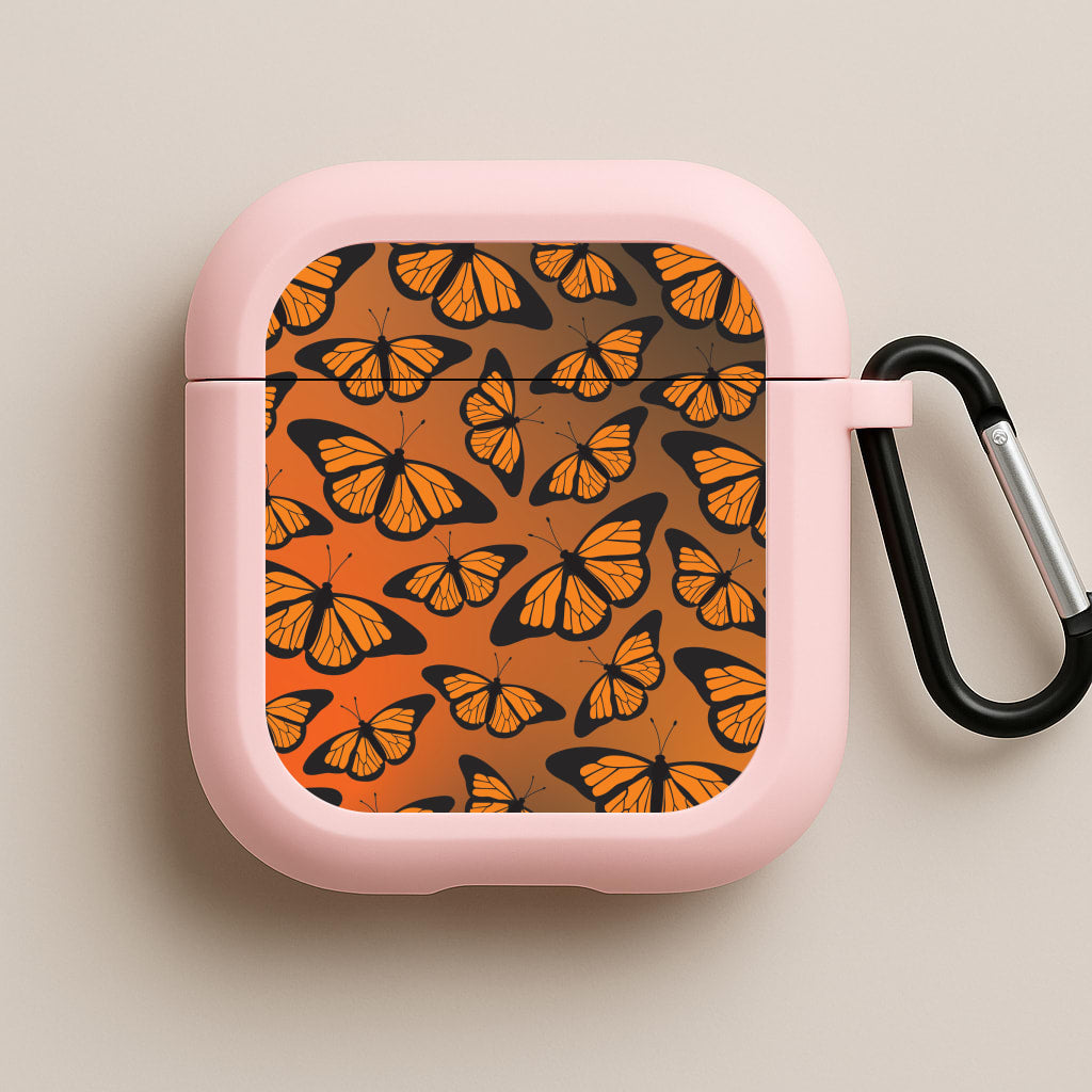 Orange Gradient Butterfly - Butterfly Patterns Pink AirPods Case