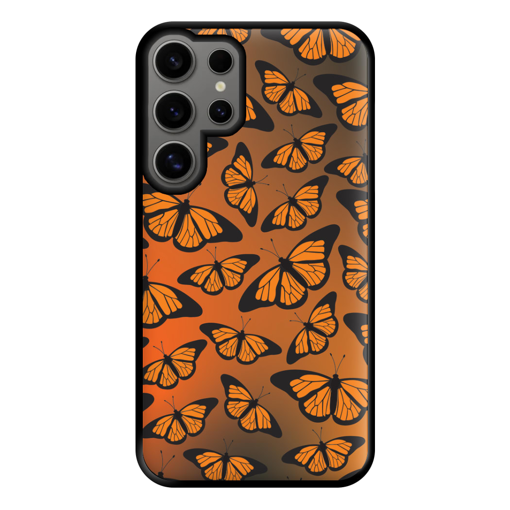 Orange Gradient Butterfly - Butterfly Patterns Phone Case for Galaxy S24 Ultra