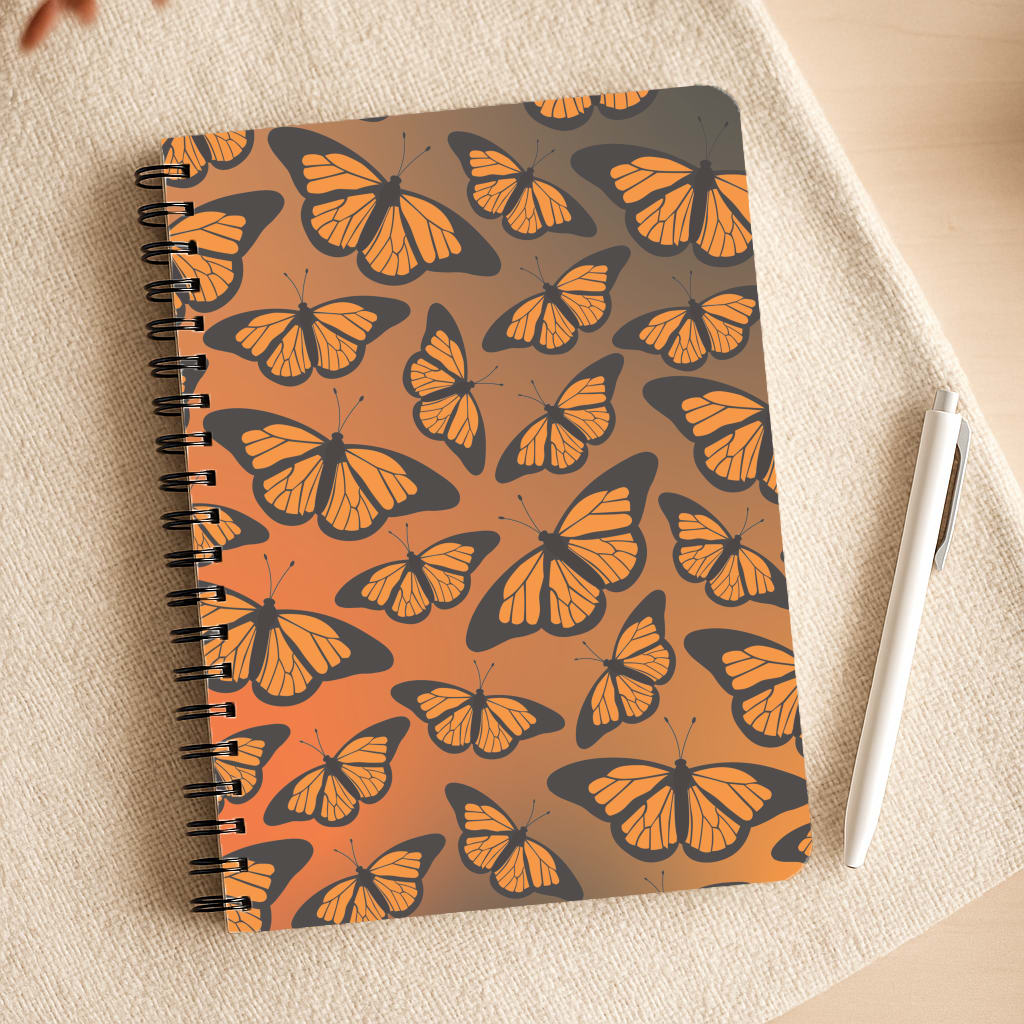 Orange Gradient Butterfly - Butterfly Patterns Notepad