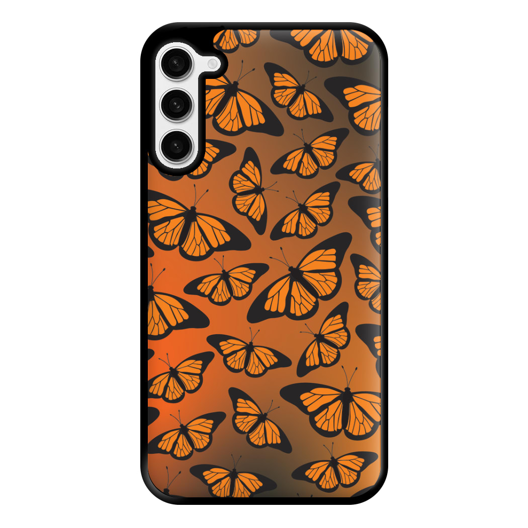 Orange Gradient Butterfly - Butterfly Patterns Phone Case for Galaxy S23 Plus