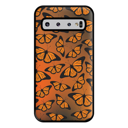 Orange Gradient Butterfly - Butterfly Patterns Phone Case for Galaxy S10 Plus