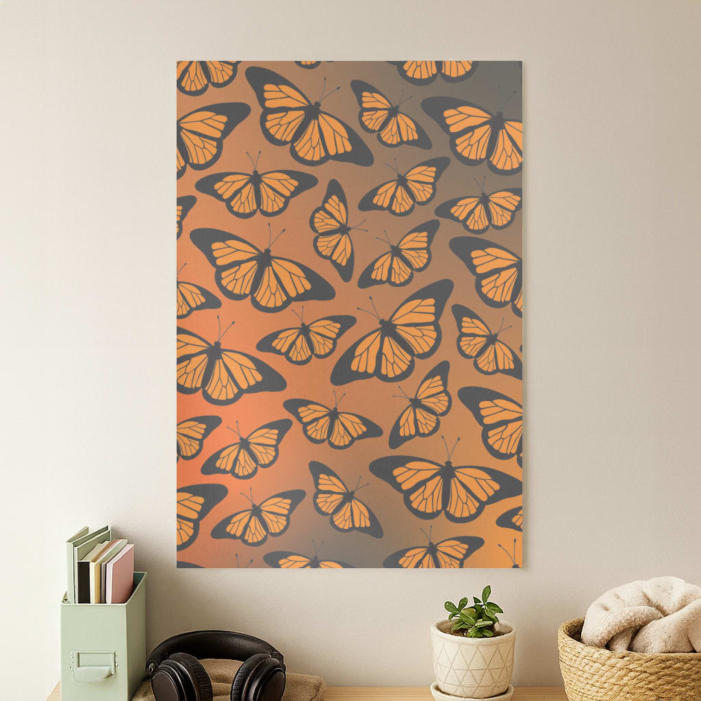 Orange Gradient Butterfly - Butterfly Patterns Poster