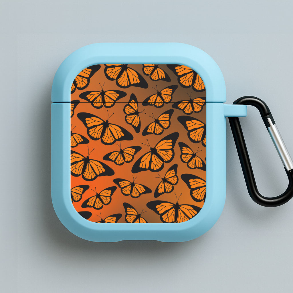 Orange Gradient Butterfly - Butterfly Patterns Blue AirPods Case
