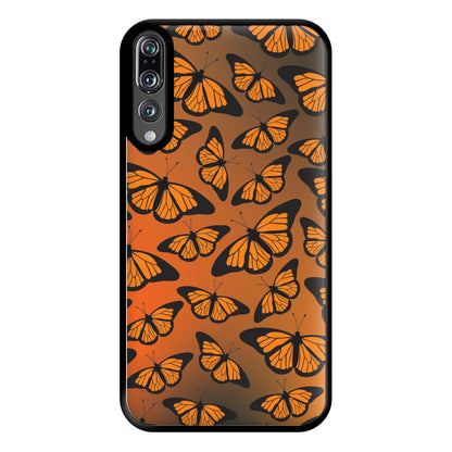 Orange Gradient Butterfly - Butterfly Patterns Phone Case for Huawei P20 Pro