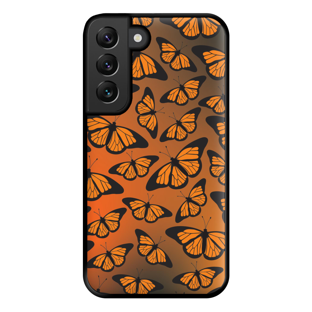 Orange Gradient Butterfly - Butterfly Patterns Phone Case for Galaxy S22 Plus