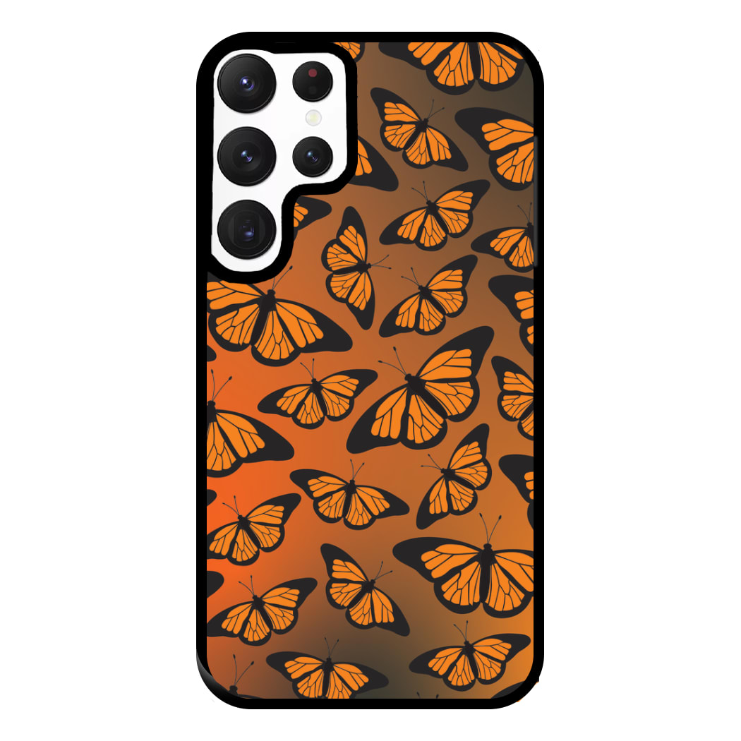 Orange Gradient Butterfly - Butterfly Patterns Phone Case for Galaxy S22 Ultra