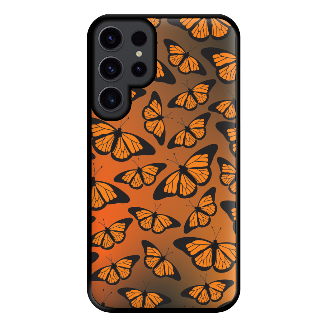 Orange Gradient Butterfly - Butterfly Patterns Phone Case for Galaxy S23 Ultra