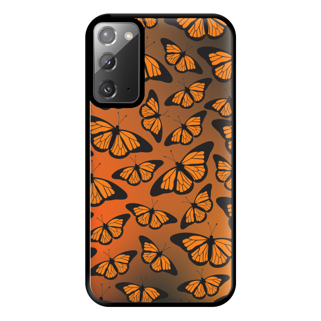 Orange Gradient Butterfly - Butterfly Patterns Phone Case for Galaxy Note 20 Ultra